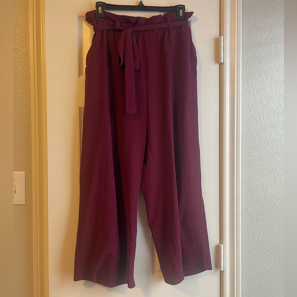 Buckle Maroon Paper-bag Pant. Size Small.